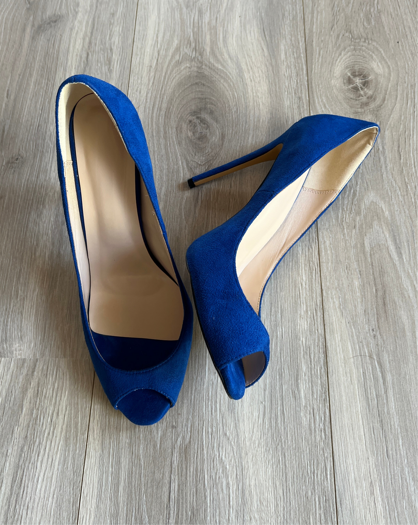 Faux Suede Peeptoe Pumps