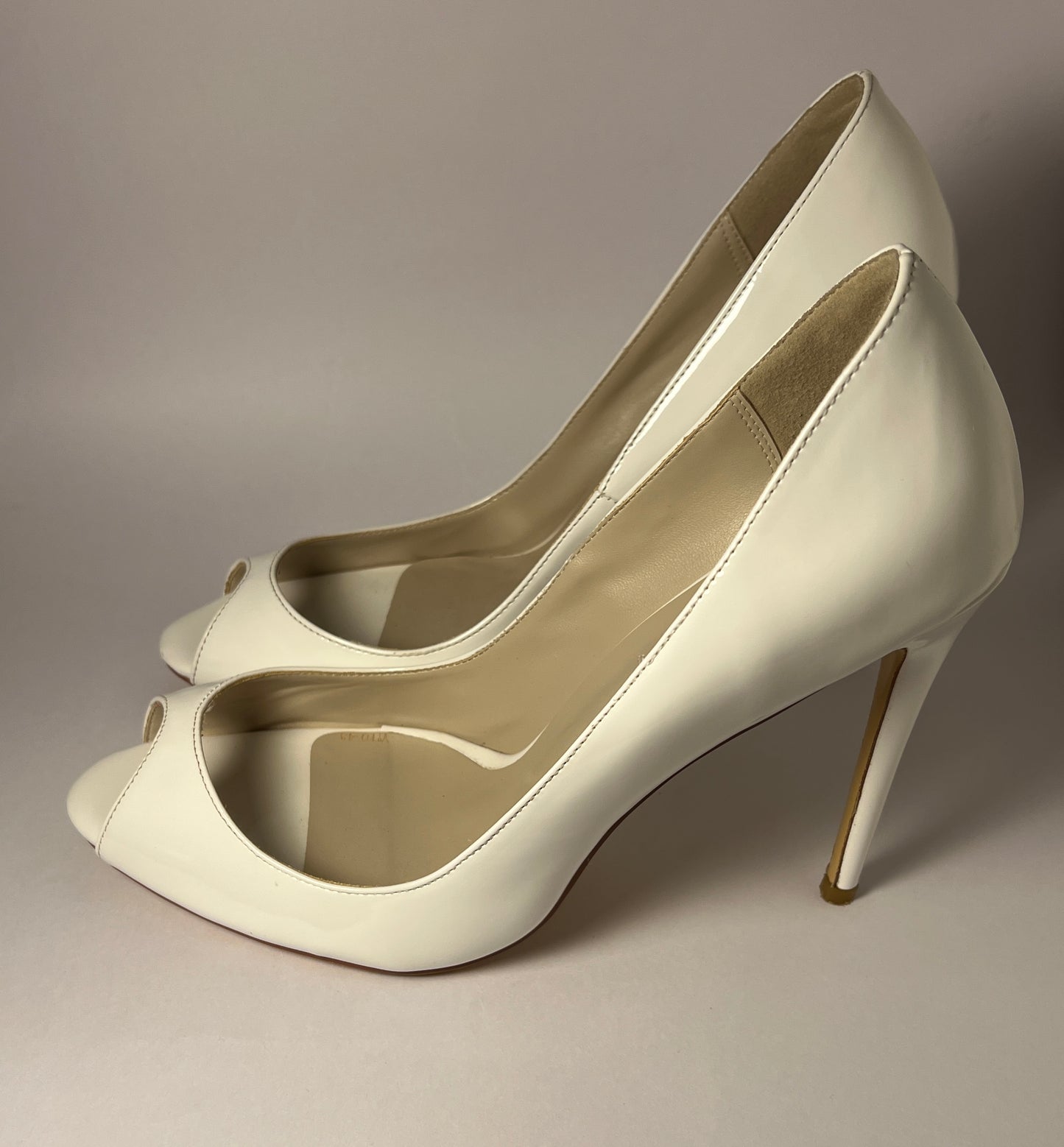 White Patent leather Peeptoe Pumps