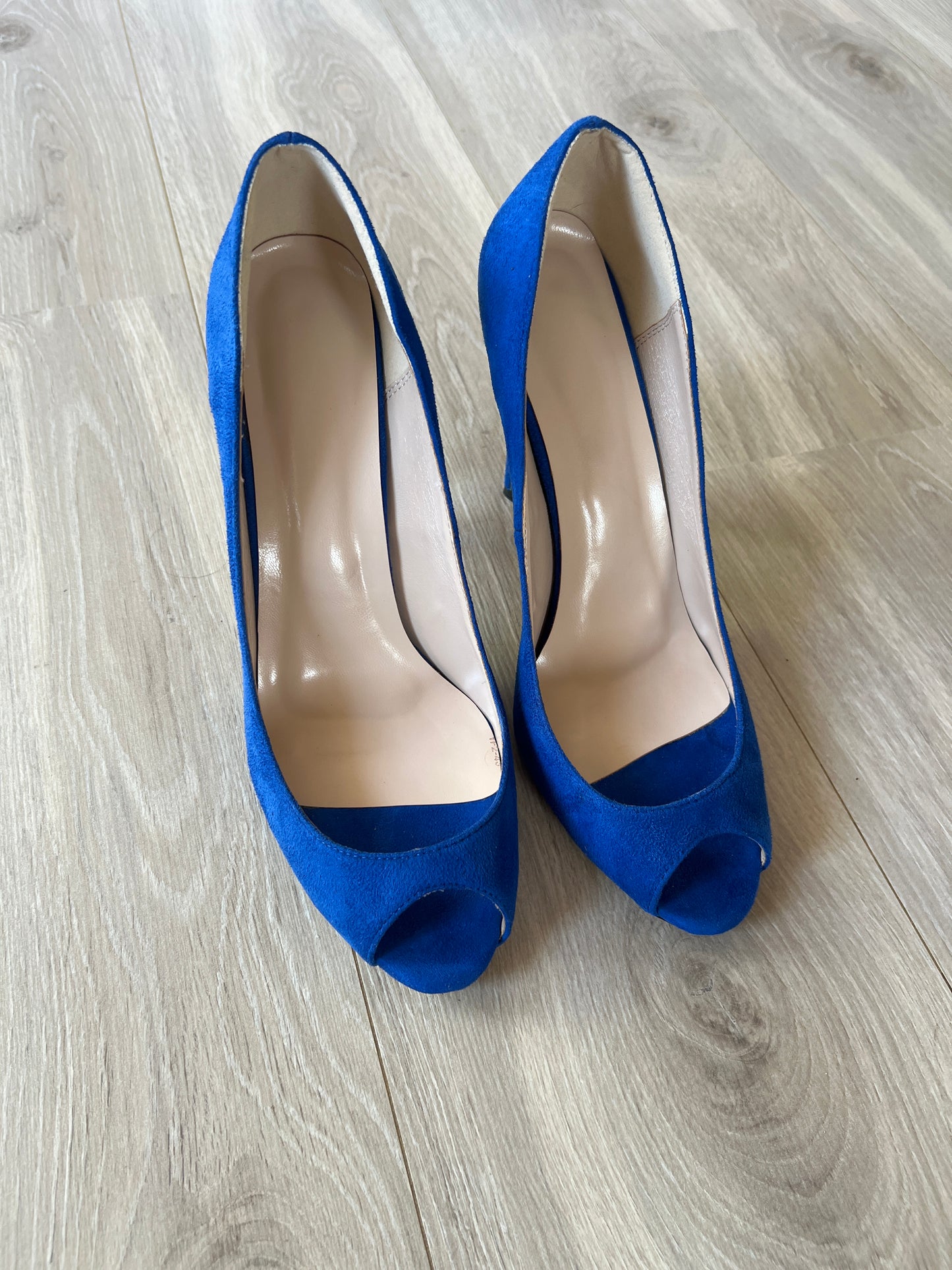 Faux Suede Peeptoe Pumps