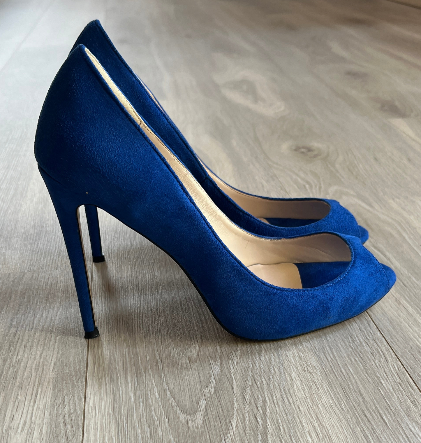 Faux Suede Peeptoe Pumps