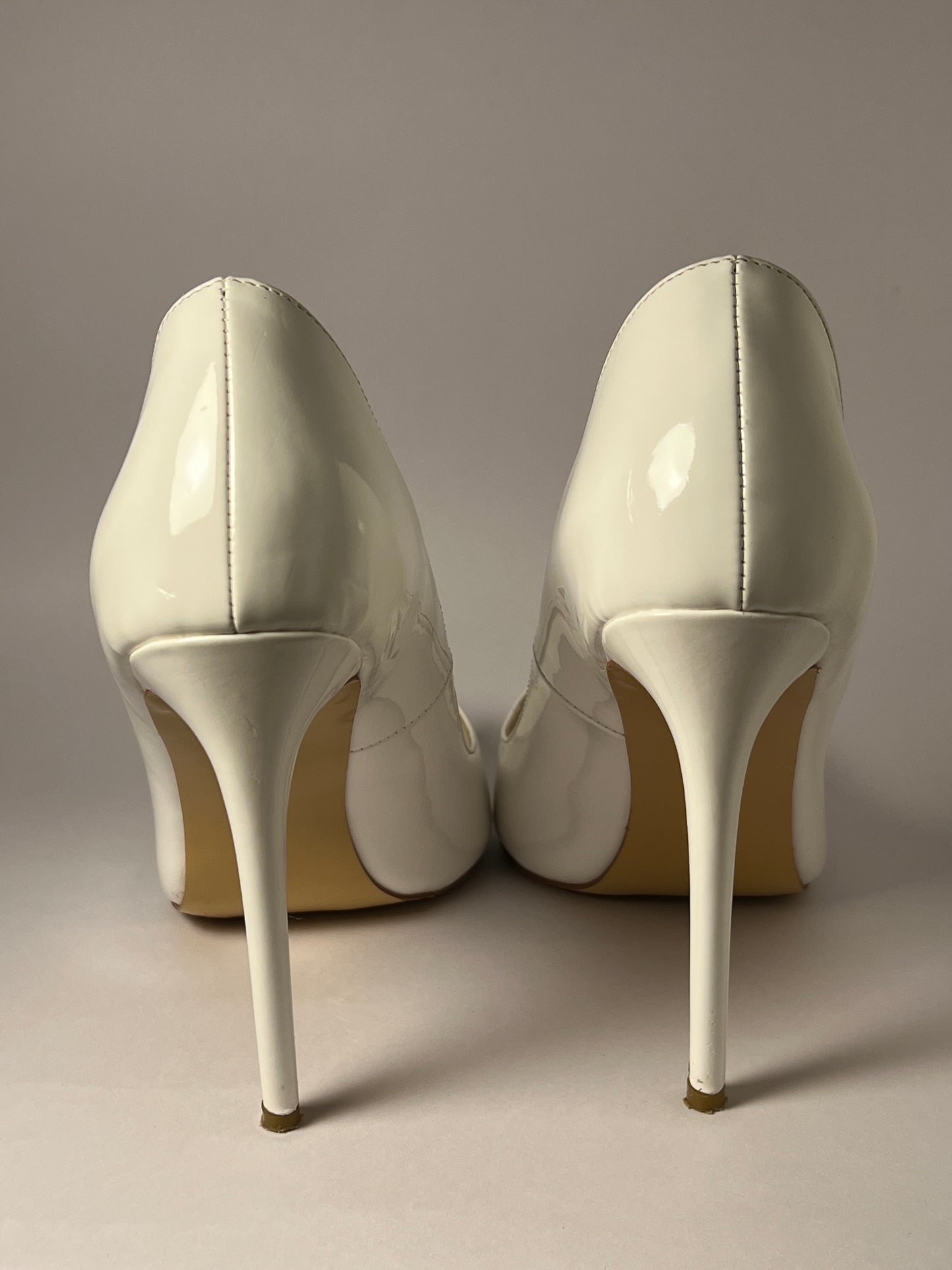 White Patent leather Peeptoe Pumps