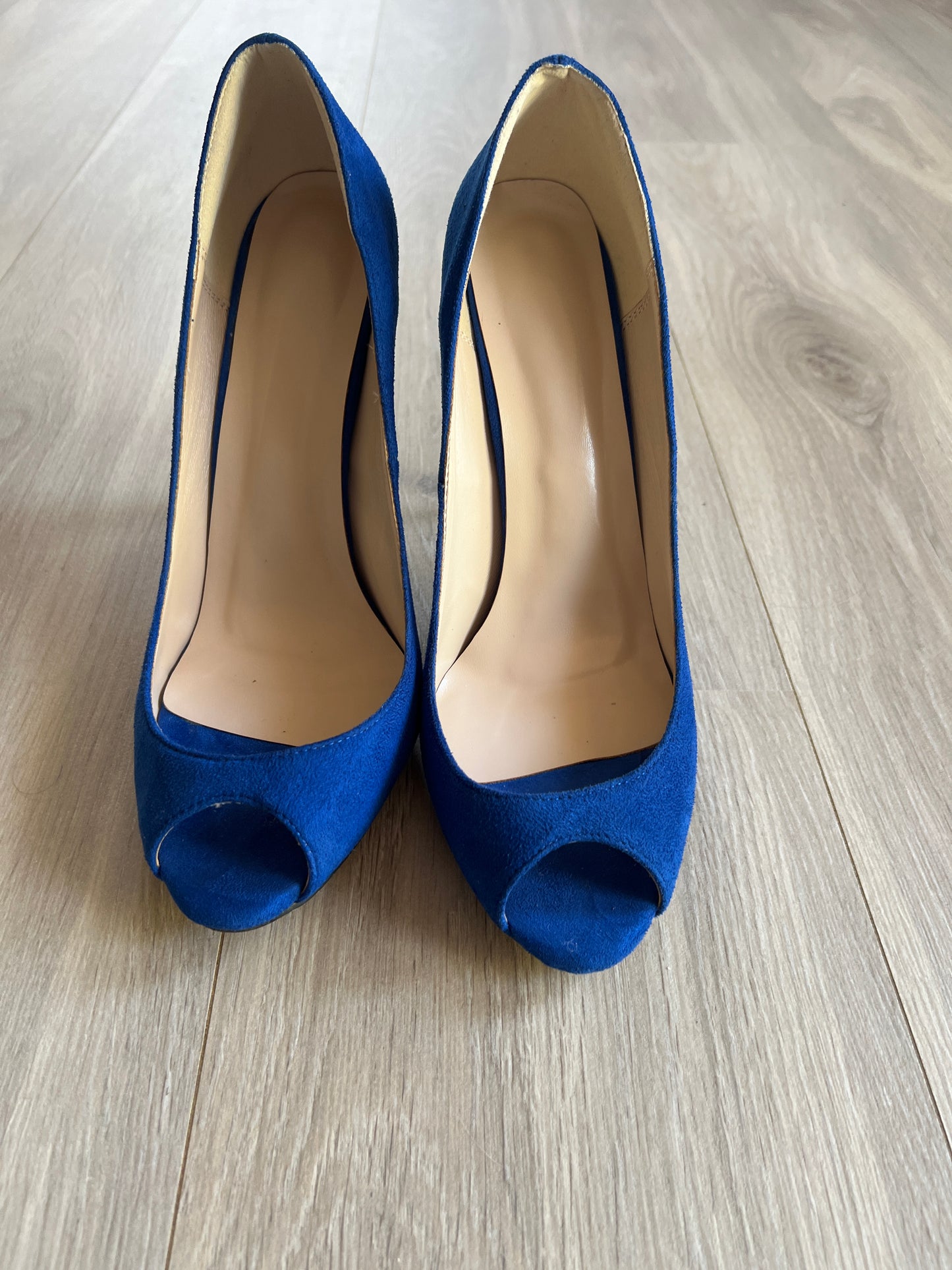 Faux Suede Peeptoe Pumps