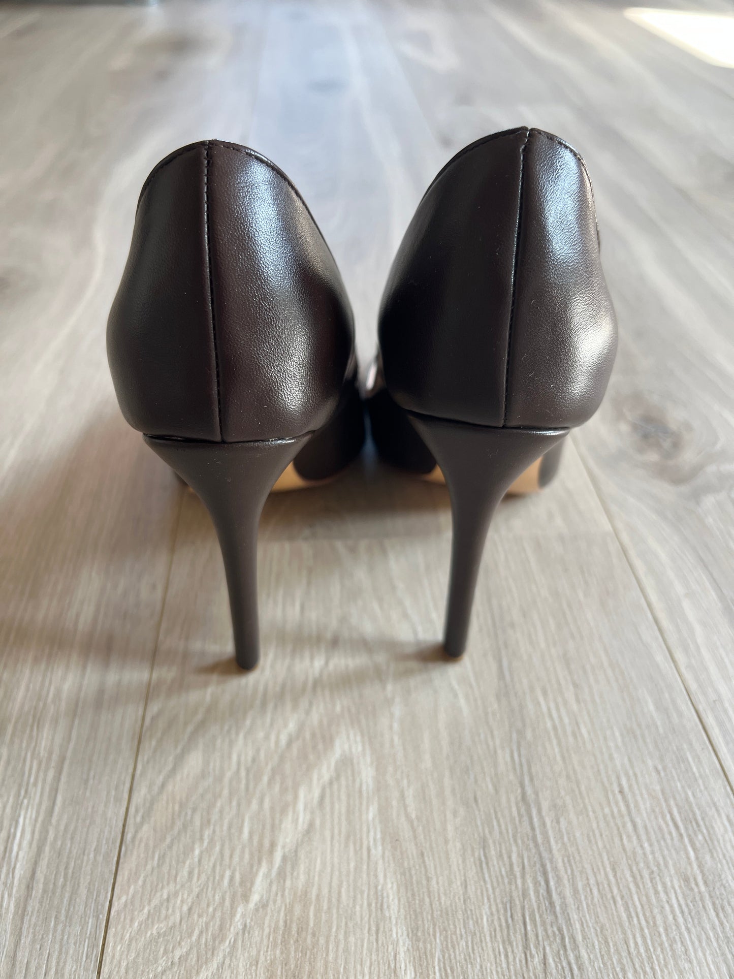 Dark Brown Peeptoe Pumps