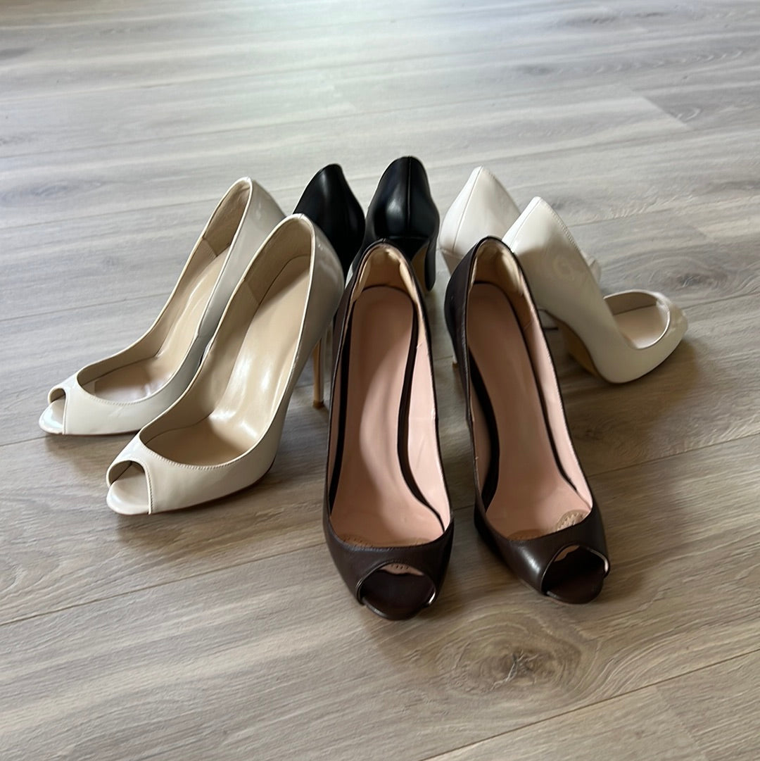 Dark Brown Peeptoe Pumps