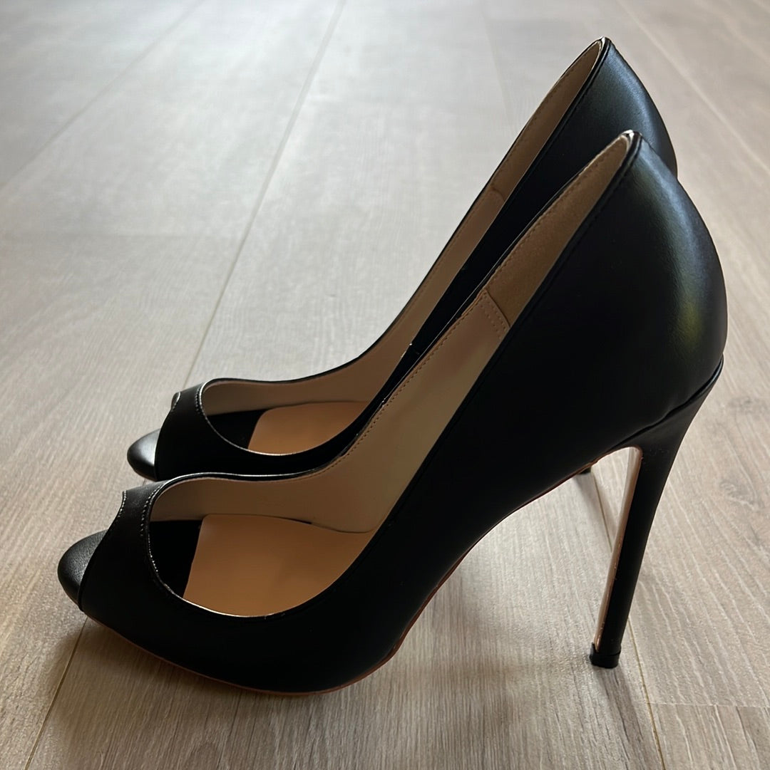 Black Peeptoe Pumps