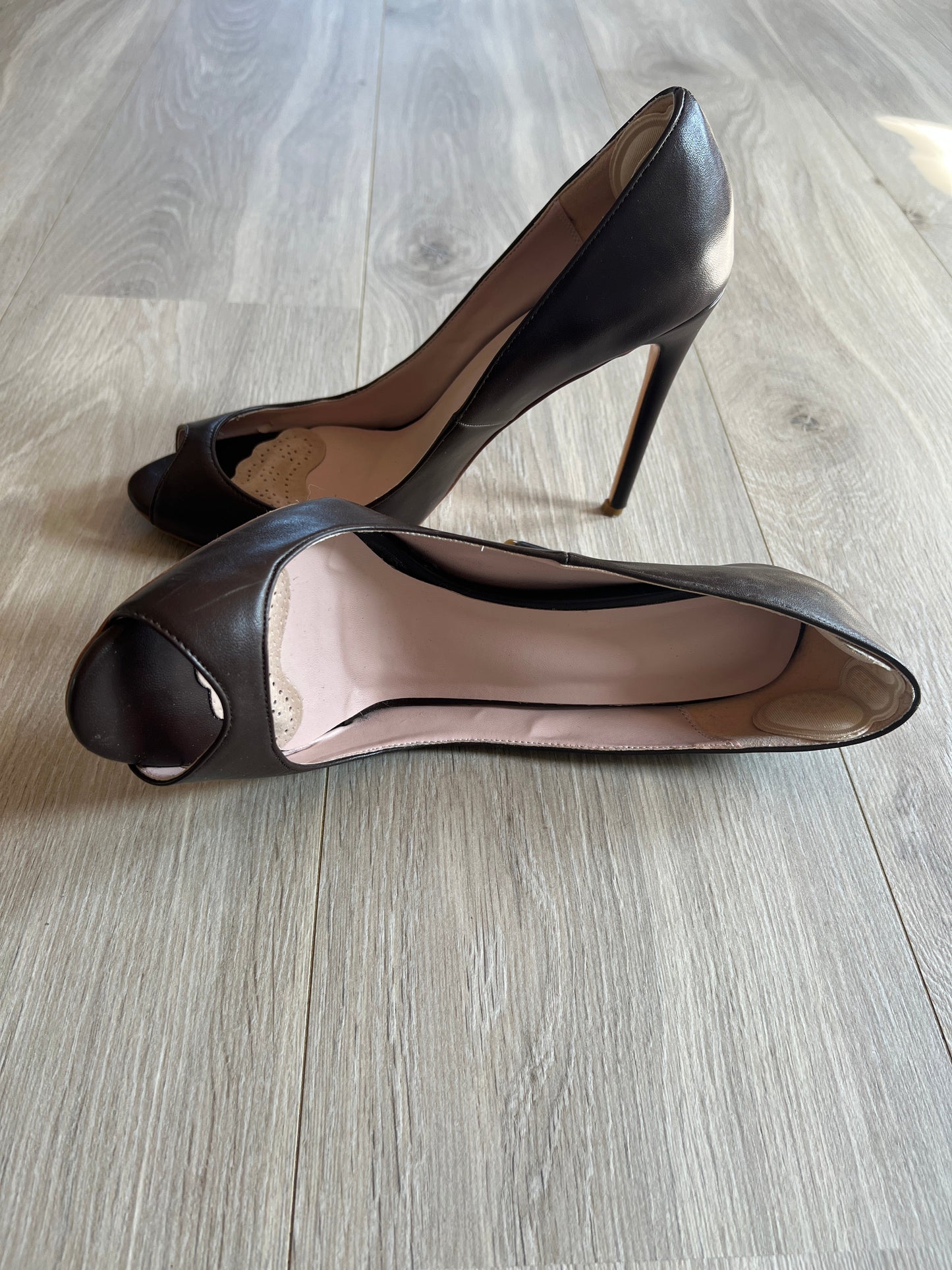 Dark Brown Peeptoe Pumps