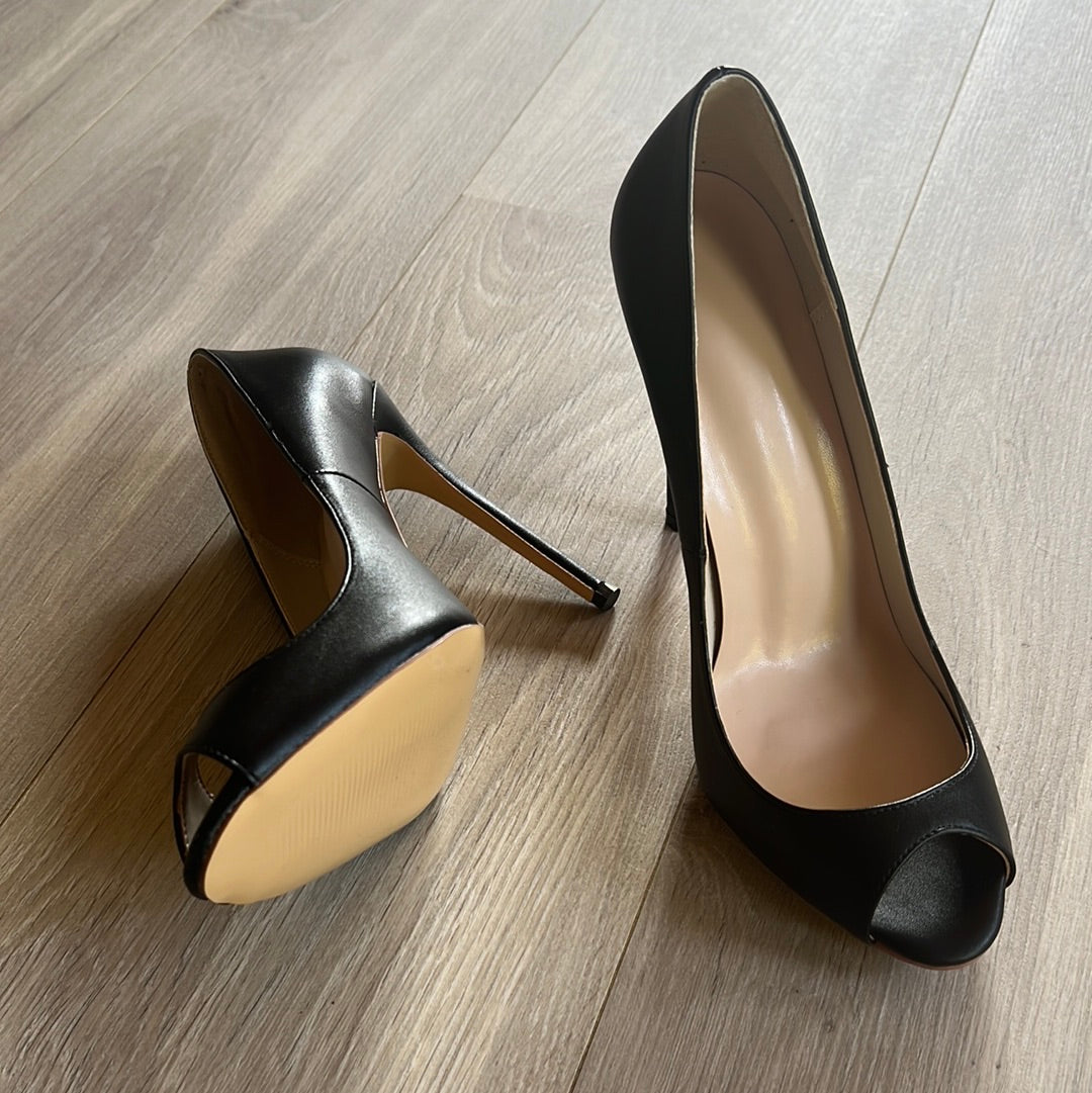 Black Peeptoe Pumps